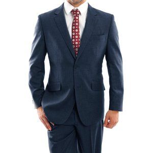 Mens 2-Piece 100% Wool Suit, Indigo